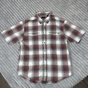 Wolverine mens XLTG red white and gray plaid‎ flannel style short sleeve